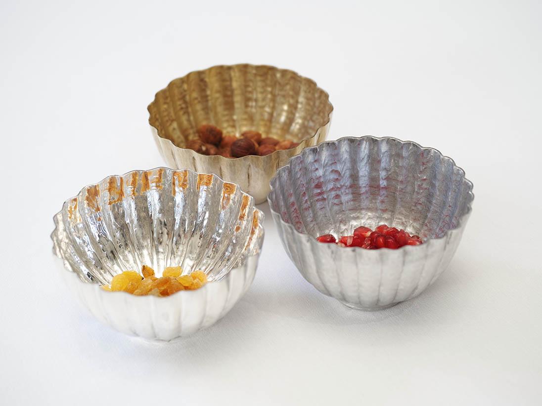 Brass and silvered dorik bowls