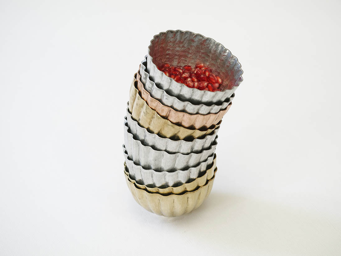 Brass and silvered dorik bowls